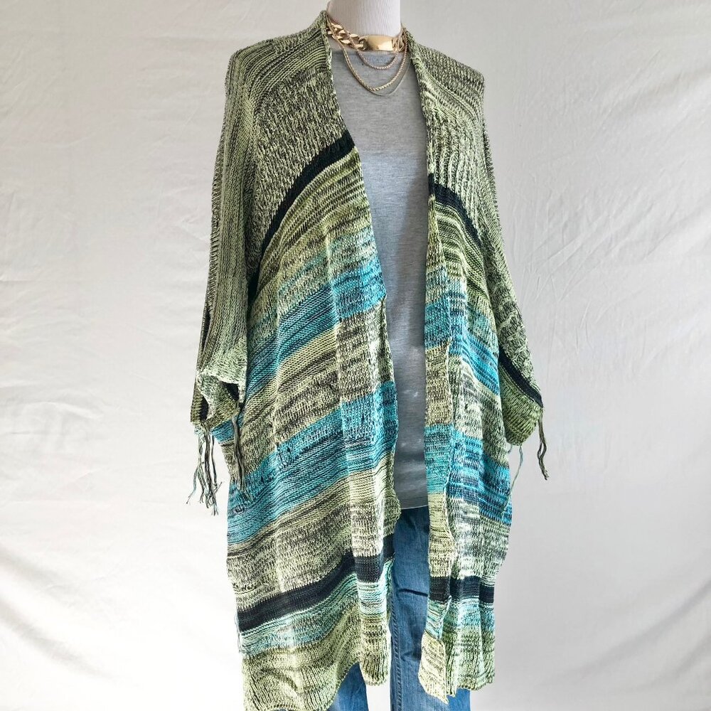 Goddis "Bullito Poolside" Fringe Sweater Knit Cover Up Speckled Knit Size S/M